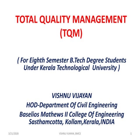 TOTAL QUALITY MANAGEMENT (TQM)