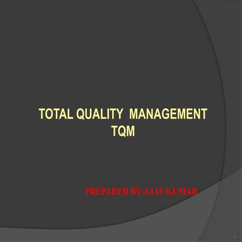TOTAL QAULITY MANAGEMENT(TQM)