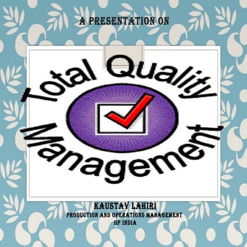 Total Quality Management Project Charter for HP India