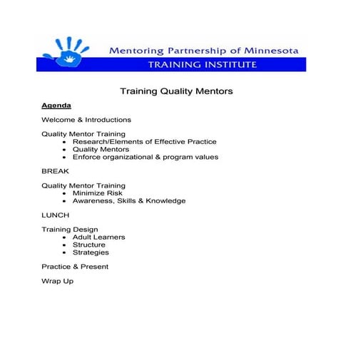 Training Quality Mentors - handouts