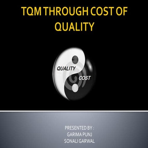 Tqm through cost of quality