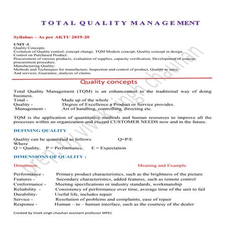 Total quality management unit 1 