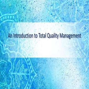 An Introduction to Total Quality Management 