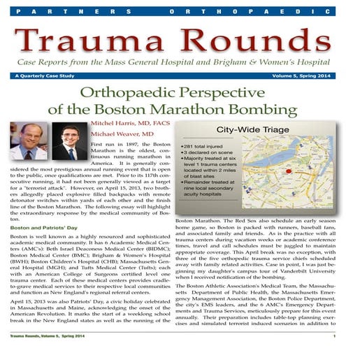 Orthopaedic Perspective of the Boston Marathon Bombing
