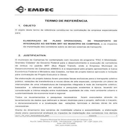 BRT/EMDEC-plano operacional agosto 2015