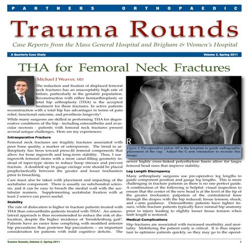 THA for Femoral Neck Fractures