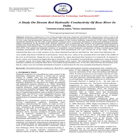 A Study On Stream Bed Hydraulic Conductivity Of Beas River In India | PDF
