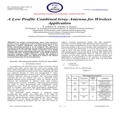 A Low Profile CombinedArray Antenna for Wireless Application