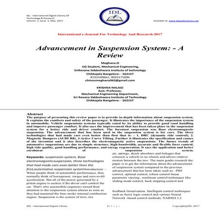 Advancement in Suspension System: - A Review | PDF
