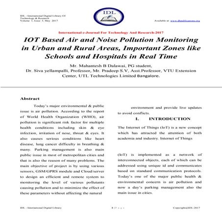 IOT Based Air and Noise Pollution Monitoring in Urban and Rural Areas ...