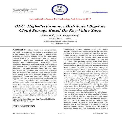 BFC: High-Performance Distributed Big-File Cloud Storage Based On Key-Value S...