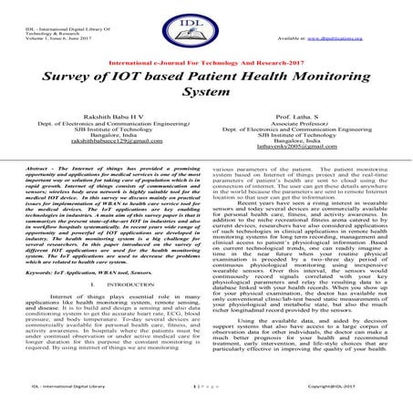 Survey of IOT based Patient Health Monitoring System