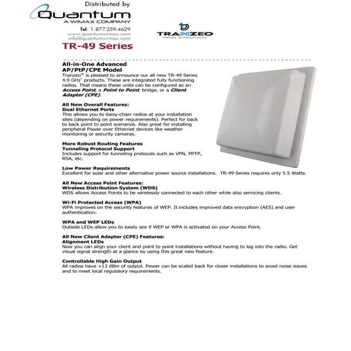 Tranzeo TR – 49 Series (quantumwimax.com)