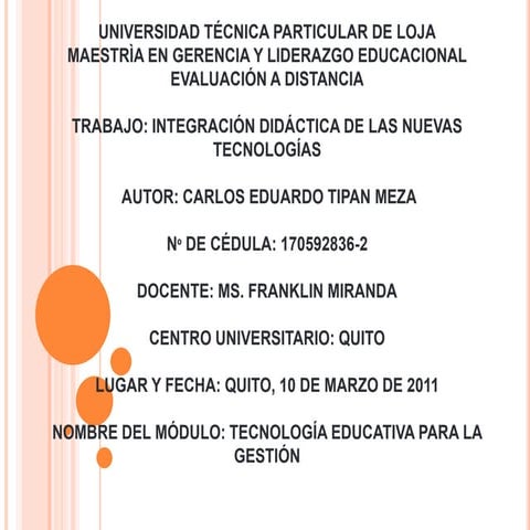 Trabajo Integración didáctica