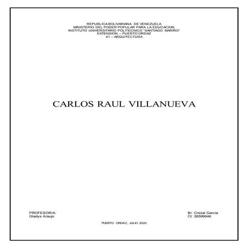 arquitecto (carlos raul villanueva) arquitecto modernista | PDF