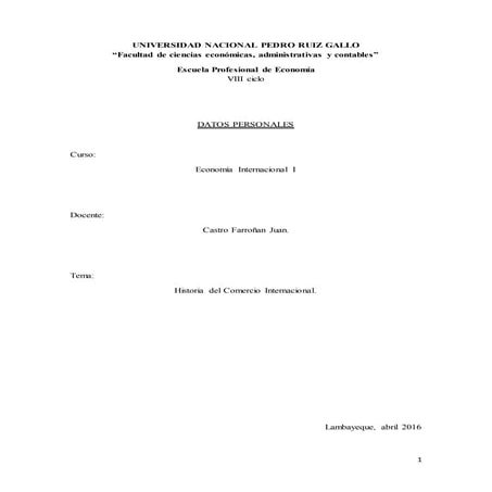 HISTORIA DEL COMERCIO INTERNACIONAL