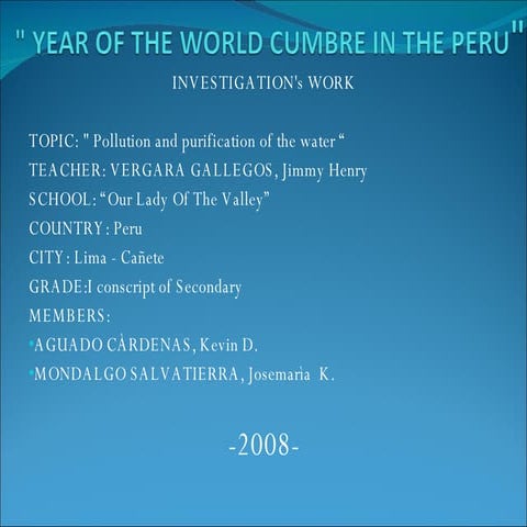 IMPORTANCE OF THE WATER IN OUR LIFES