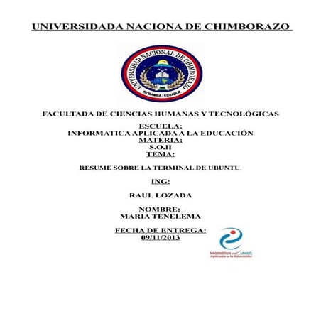 RESUME SOBRE LA TERMINAL DE UBUNTU 