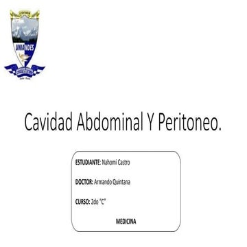 Cavidad Abdominal y Peritoneal.