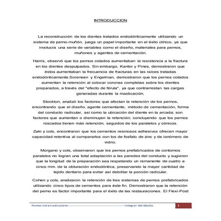 PERNOS INTRARRADICUALRES