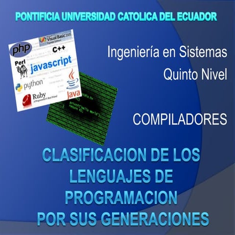 Lenguajes de Programacion según su Generación
