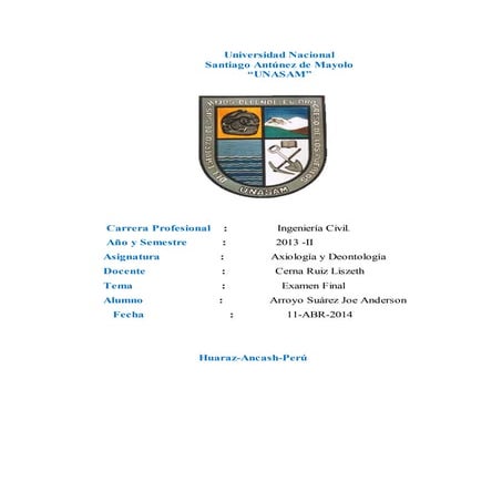 Trabajo de axiología