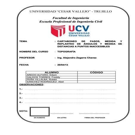 Trabajo de cartaboneo, y alineamiento