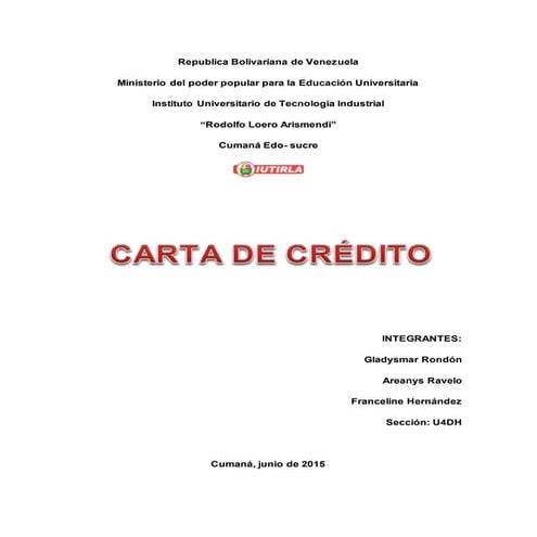 Trabajo de carta de credito