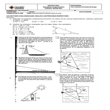 Trabajo de clase i razones trigonometricas