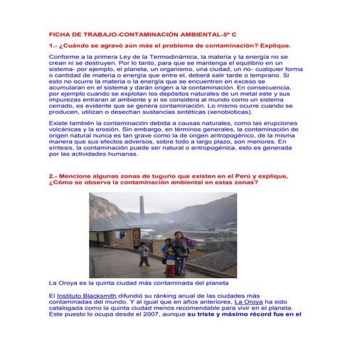 Trabajo de contaminacion ambiental