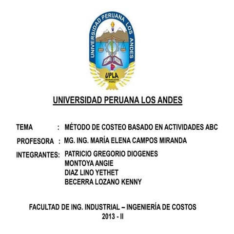 MÉTODO DE COSTEO BASADO EN ACTIVIDADES