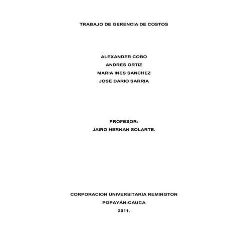 Ejemplo de un trabajo de costos 