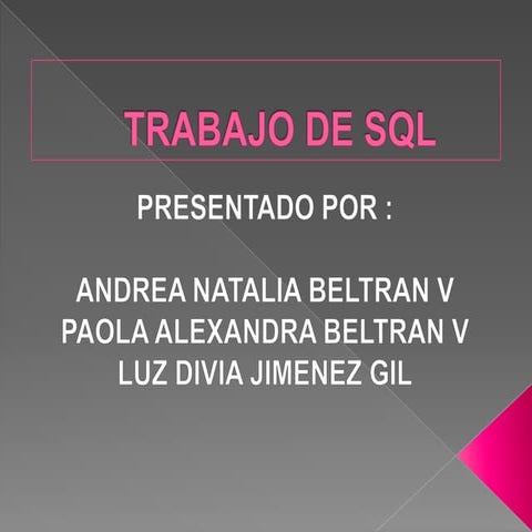 Trabajo de diapositivas sql