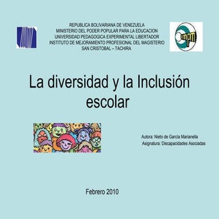 la diversidad y la inclusion escolar