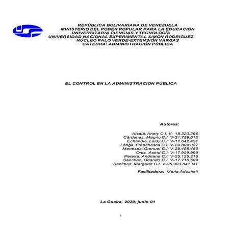 Trabajo de el control en la administracion publica