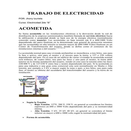 Trabajo de electricidad