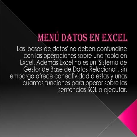 MENÚ DATOS EN EXCEL