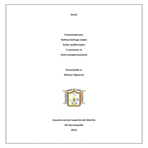 Trabajo de excel