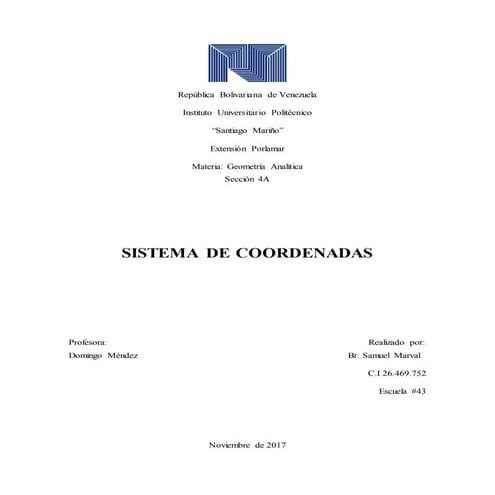 Trabajo de geometria sistema de coordenadas