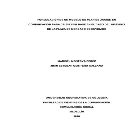 FORMULACIÓN DE UN MODELO DE PLAN DE ACCIÓN EN COMUNICACIÓN PARA CRISIS CON BA...