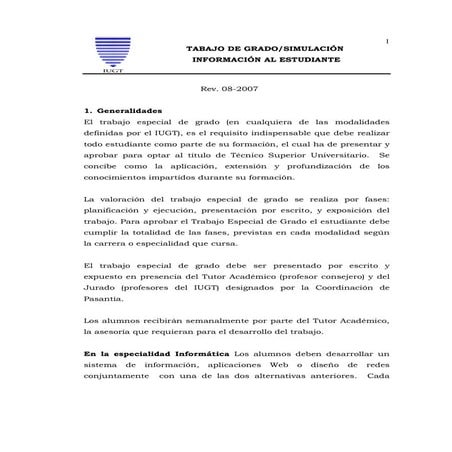 Trabajo de grado o simulacion normativas IUGT | PDF
