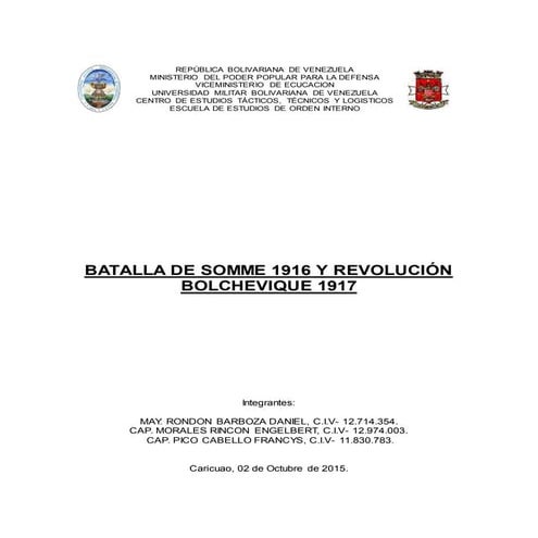 Trabajo de historia militar batalla de somme 1916