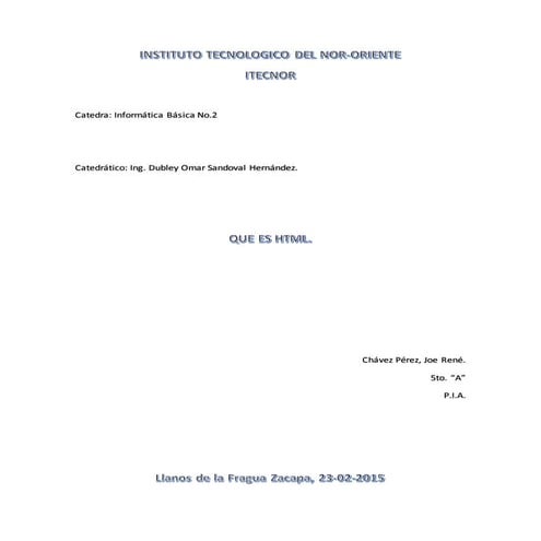 Trabajo de informatica que es HTML