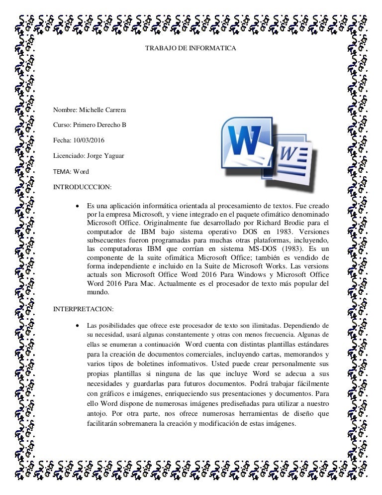 Trabajo de informatica word