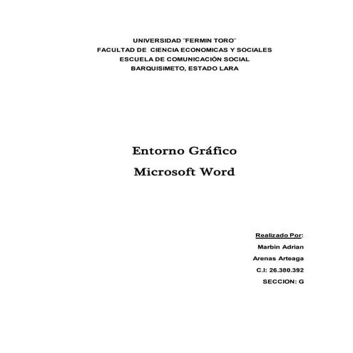 Entorno Grafico de Microsoft  Word 