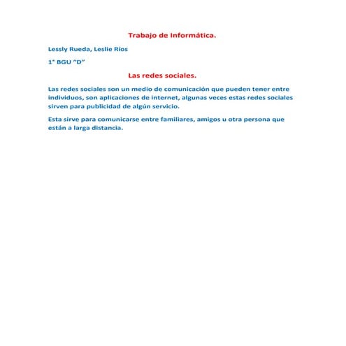 Trabajo de informática lessly rueda, leslie rios.