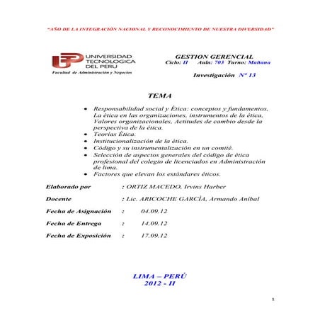 Trabajo de investigación sobre la ética