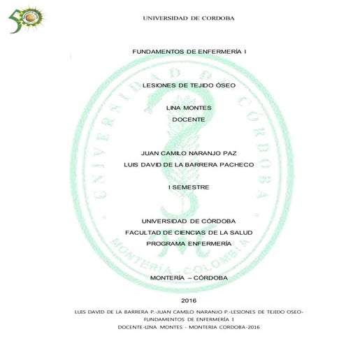 Trabajo de lesiones DE TEJIDO OSEO