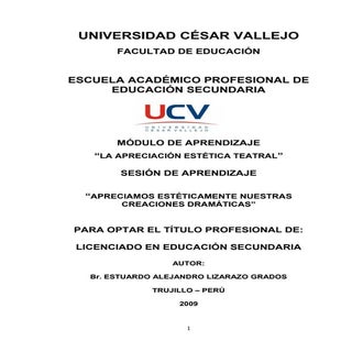 LA APRECIACIÓN ESTÉTICA TEATRAL