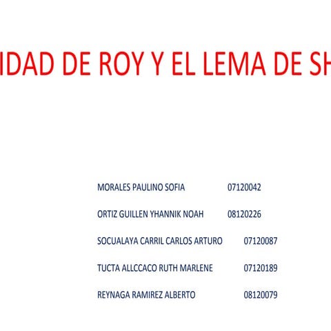 Trabajo de micro lema de shepard identidad de roy